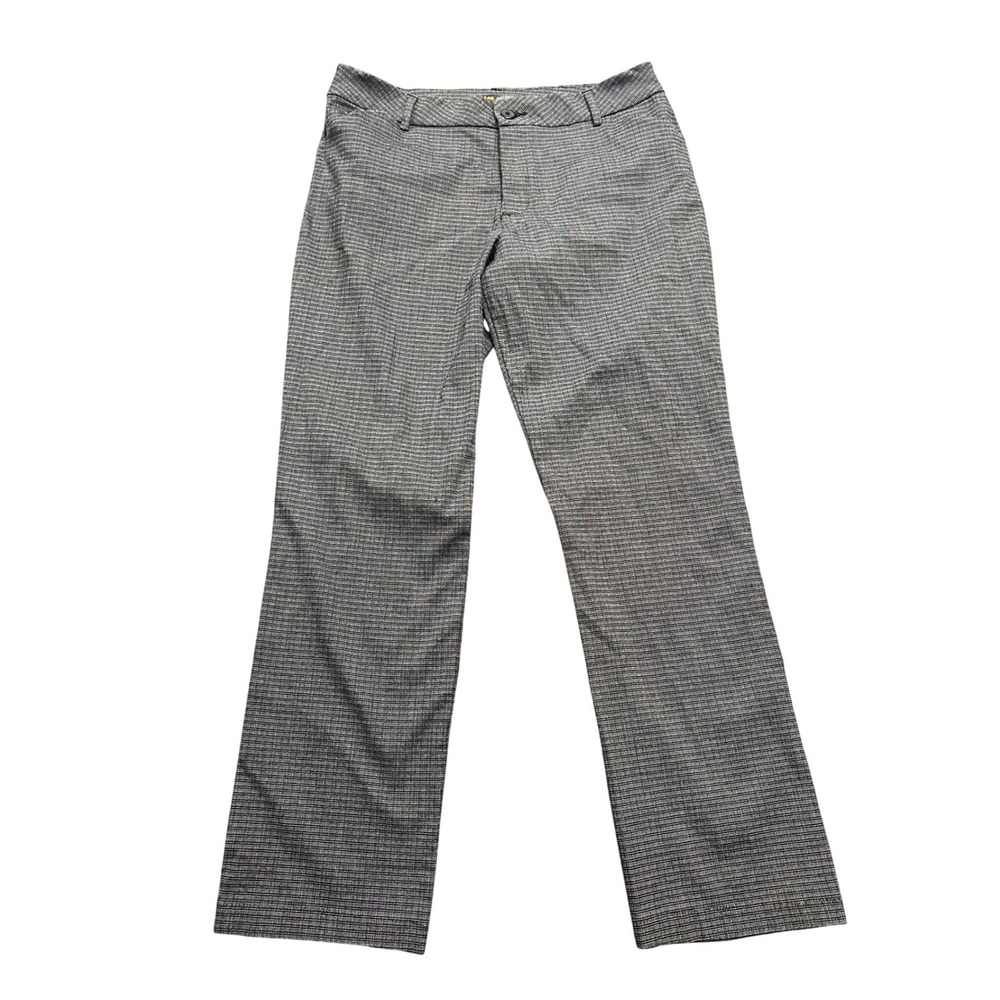 Lee Straight Leg Pants Womens 14 Medium‎ Grey Black White Relaxed Fit Mid Rise